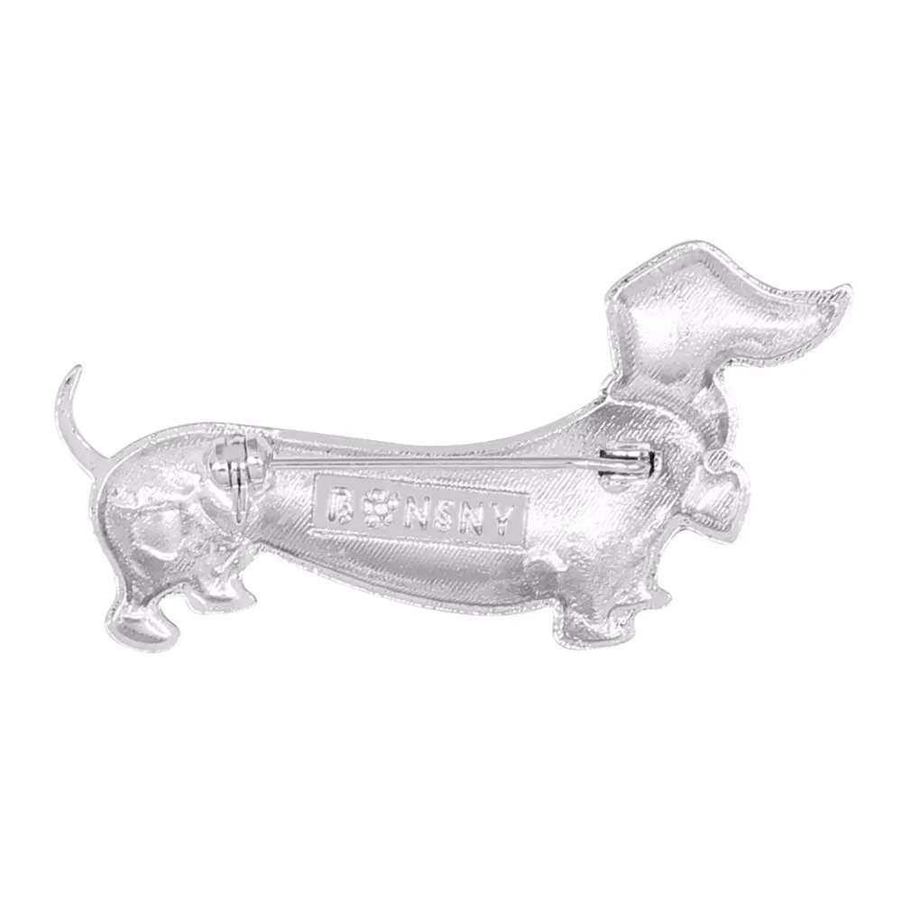 Bonsny Statement Alloy Enamel Smile Dachshund Dog Brooches Clothes Scarf Decoration Jewelry Pin For Women Girls Gift Bijoux