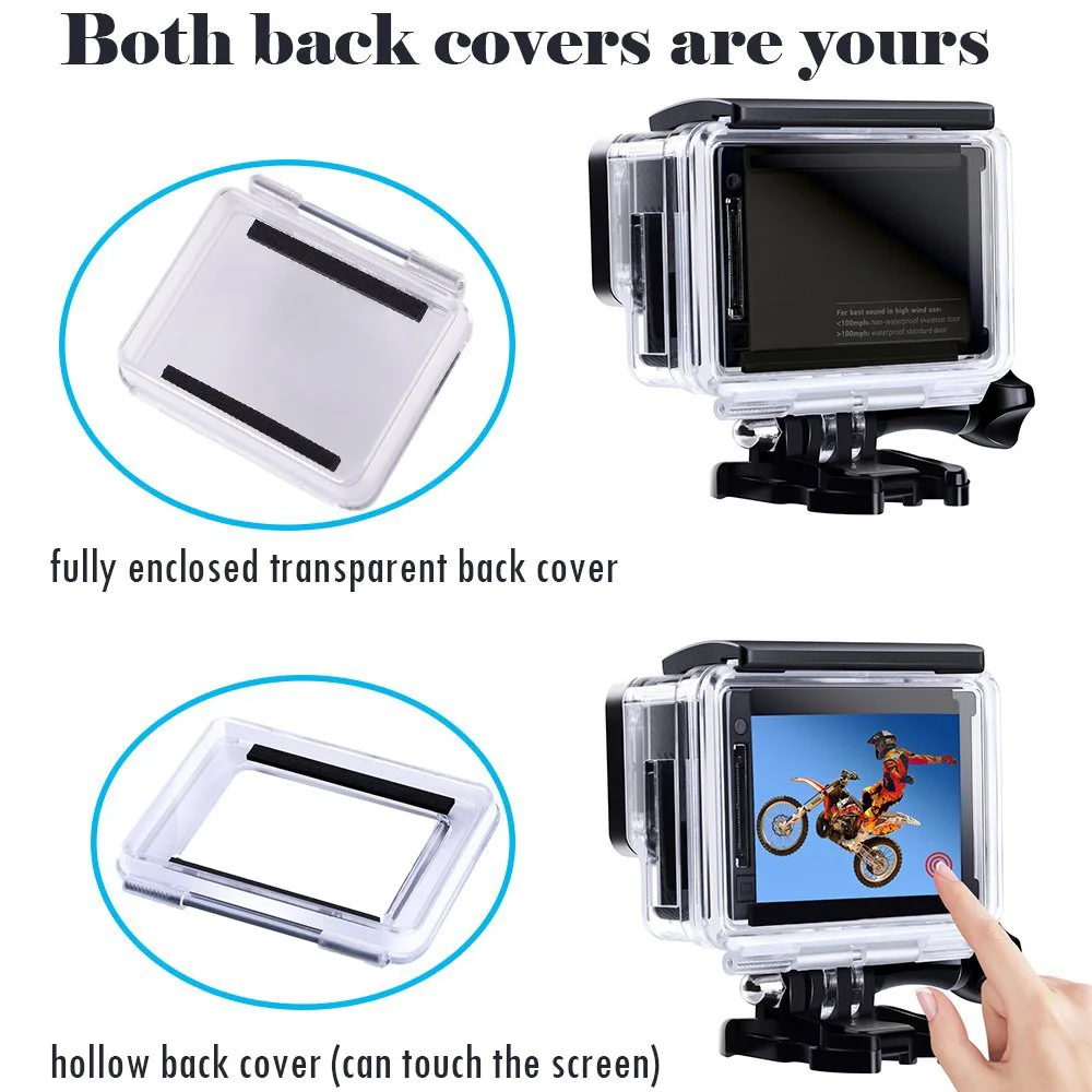 Side Opening Hole Protective Shell Case Skeleton Housing Box +Touch back door For GoPro Hero 3+ Hero 4 Accessory