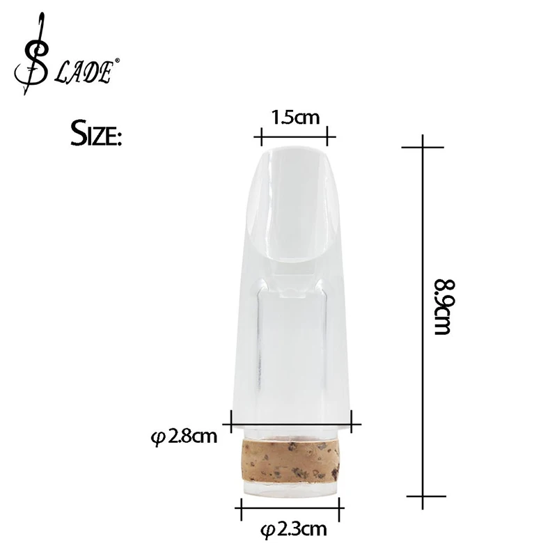 SLADE Transparent Bb Clarinet Mouthpiece Acrylic Material Bolwtorch Woodwind Instruments Parts with Cork