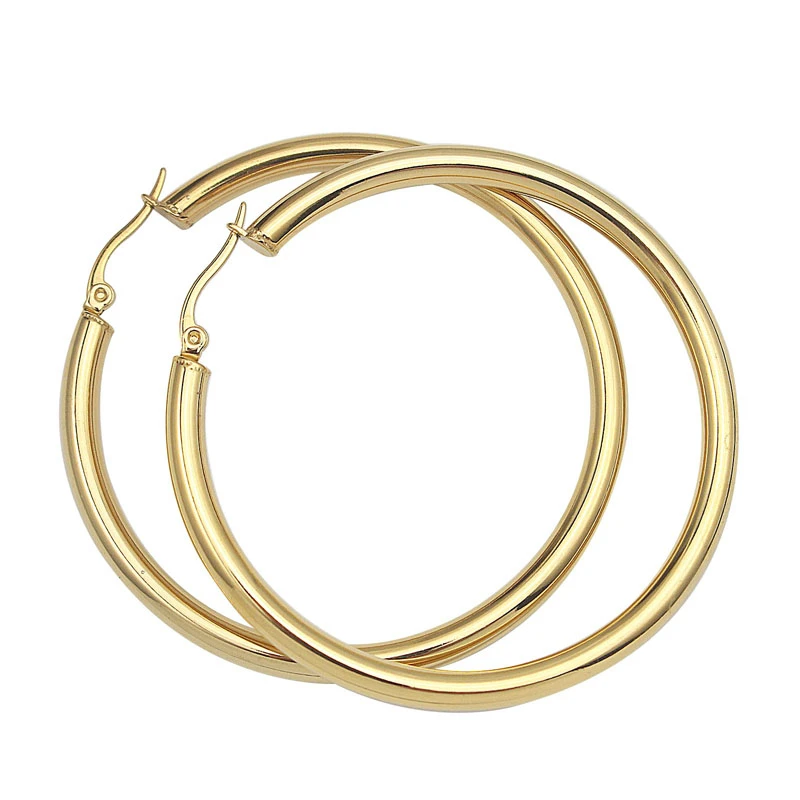 Fashion Hoop Earrings For Women Men Smooth Exaggerated Big Circle Earings Simple Gold Color Jewelry Present