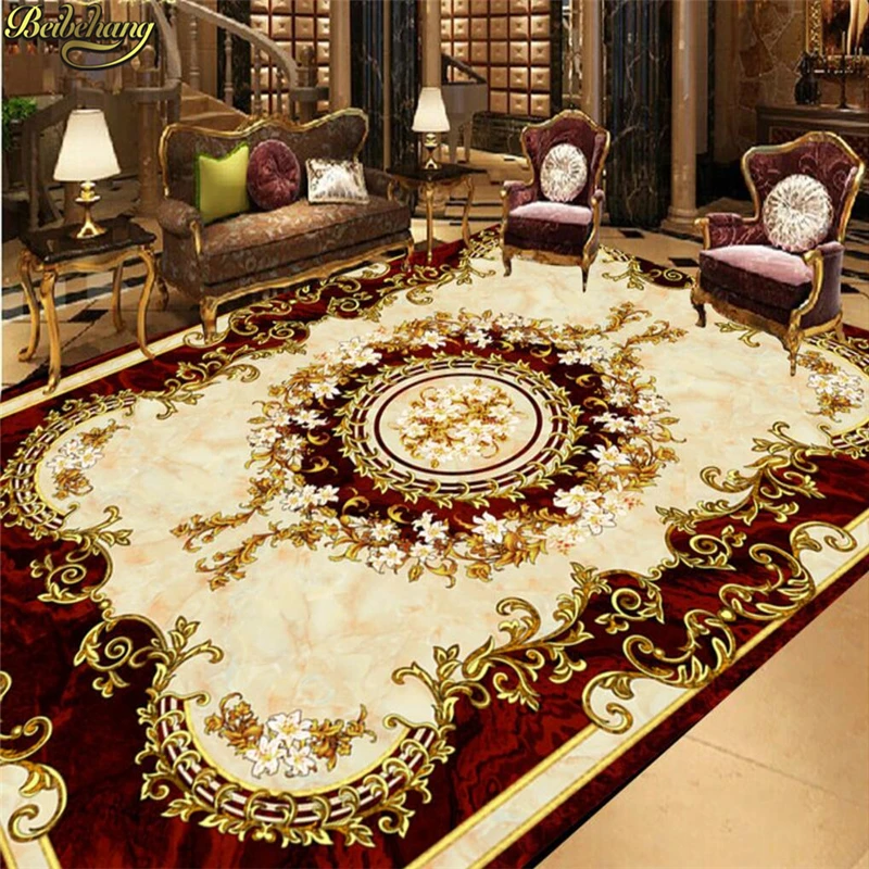 

beibehang Custom floor wallpaper waterproof self-adhesive PVC wall stickers European carpet 3D floor wall murals paper flooring