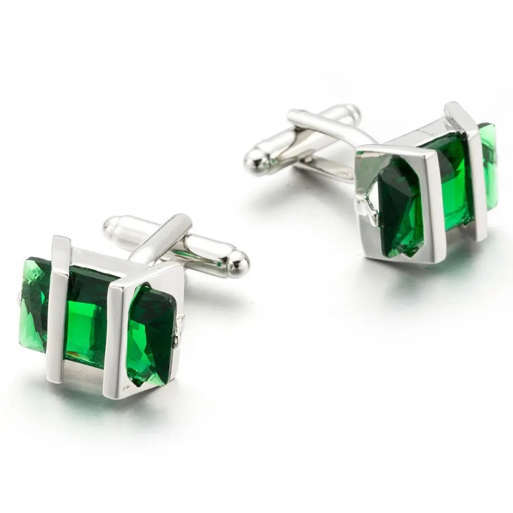 VAGULA Cufflinks Top Luxury Brand Party Wedding gift Suit Shirt Button Bonito Gemelos Green Crystal Cuff link 708