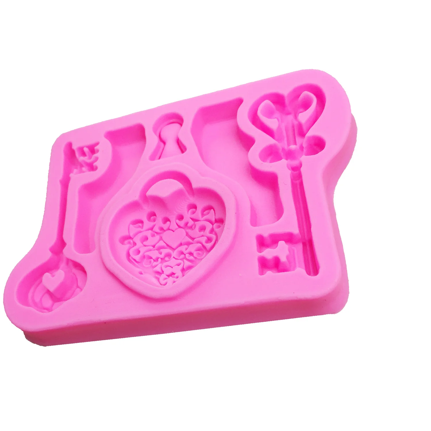 M0712 Lock silicone Love shape key fondant silicone mold for cake decorating tools cooking  Sugarcraft