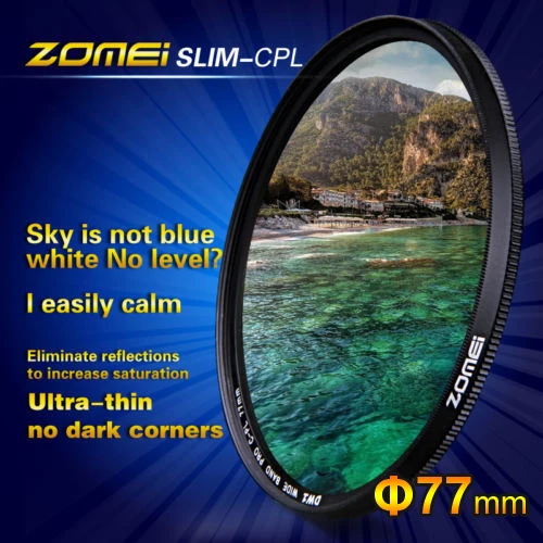 Original ZOMEI 77mm Ultra Slim Optical Glass PRO Digital CPL PL-CIR Circular Polarizing Polarizer Camera Lens Filters 77 mm