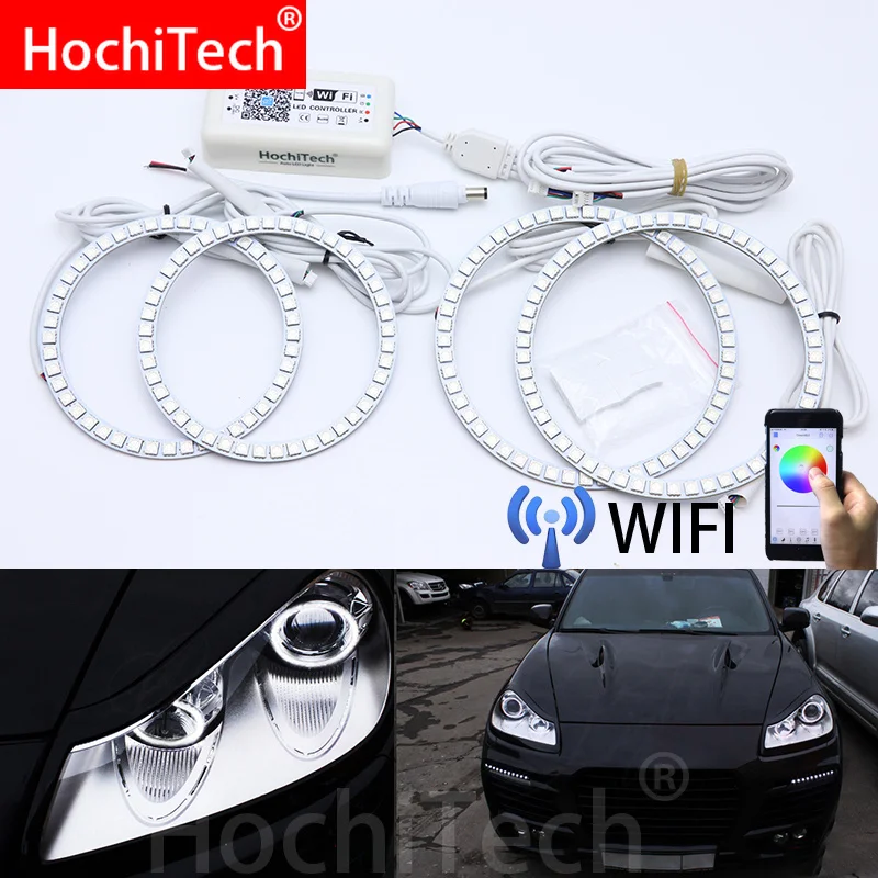 

Wifi Wireless RGB Multi-Color LED Angel Eye Halo Rings Day Light DRL for Porsche Cayenne 957 2007 2008 2009