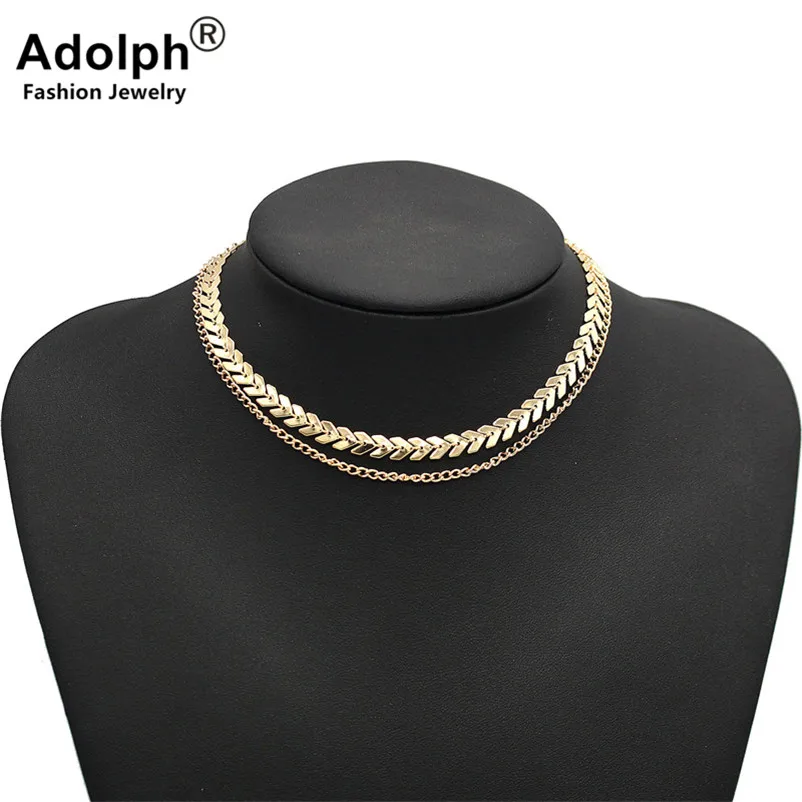 ADOLPH Star Jewelry 2 Multi layer Arrow Sequins Choker Necklace Female Charm Luxury Chunky Bib Necklace Trendy Accessories Hot