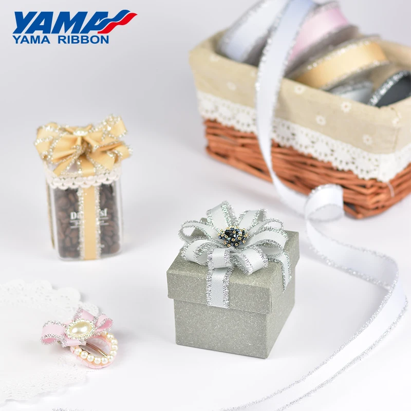 YAMA 16mm 25mm 38mm Fashion Silver Purl Grosgrain Fringe Golden Ribbon 6 Colors 100Yards/Roll Craft Diy Packing Gifts Wedding