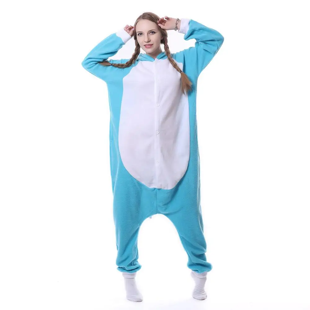 Inverno adulto donna animale Anime coda di fata felice blu gatto pigiama Halloween festa di natale tutine Cosplay pigiama vestito operato