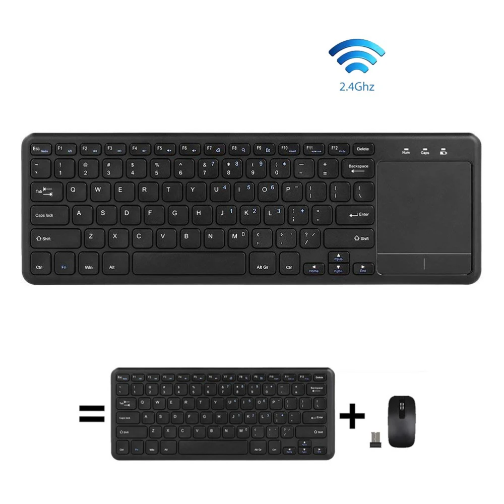 Ultra thin 2.4GHz Wireless Touch Keyboard with Multi-touch Touchpad for Windows 10/7 Android TV BOX Notebook Laptop Smart TV