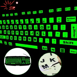 SR Luminous 4 Fonts English 107 68  47 Keys Keyboard Cover Sticker Skins Film Glow in Dark Capital Letters Laptop Accessories