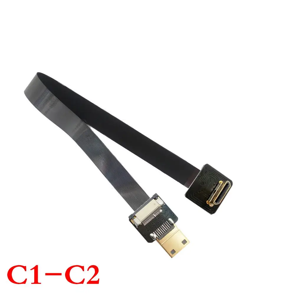 90 graus mini hdmi-macho compatível para macho fpc plano fpv hdmi-cabo compatível para fotografia aérea multicopter 5cm-1m