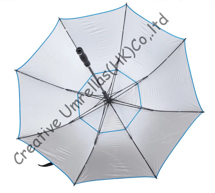 134cm diameter golf fishing umbrella,auto open.14mm fiberglass shaft and 5.0 fiberglass ribs,double layer,windproof