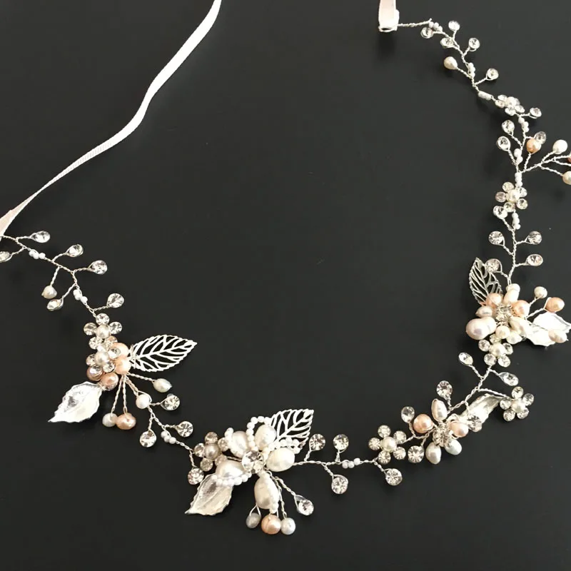 Floralbride Handmade Crystal Rhinestones Freshwater Pearls Wedding Hair accessories Hairband Bridal Headband Women Girls Jewelry