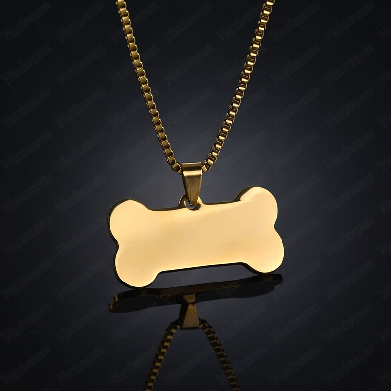 Nextvance Custom Personalized Name Date Pendant Necklaces Stainless Steel Cute Bone Anti-lost Necklace Dog Tags Jewelry
