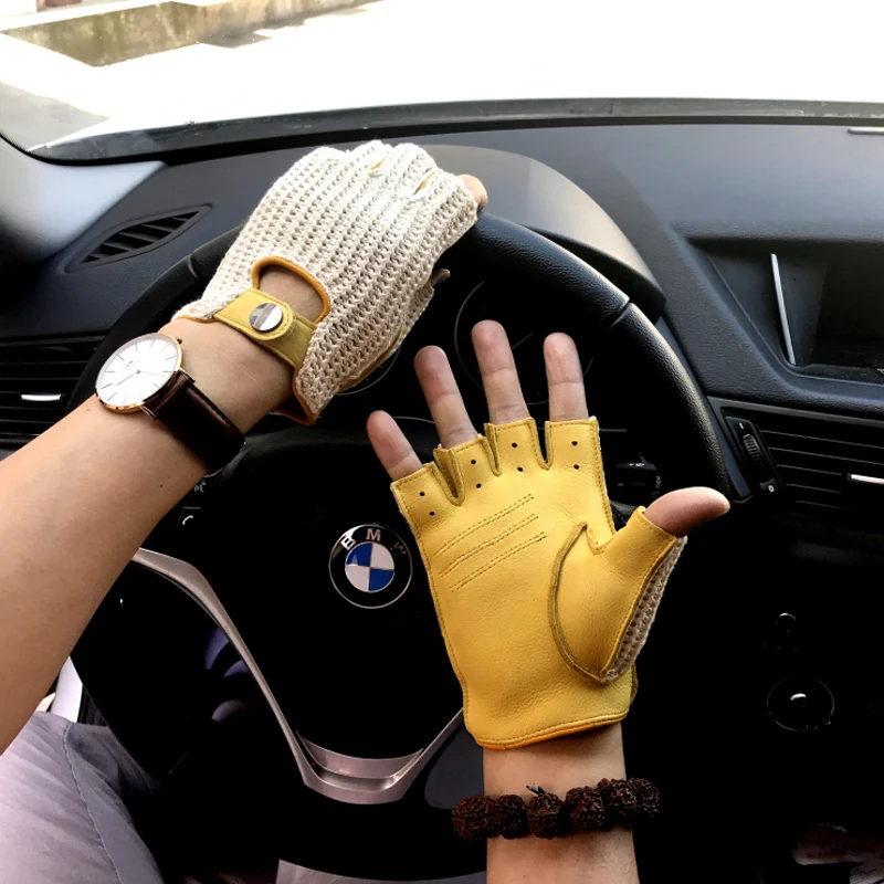 2024 New Men genuine leather gloves male sheepskin machinist gloves leather driving gloves man leather driver gloves