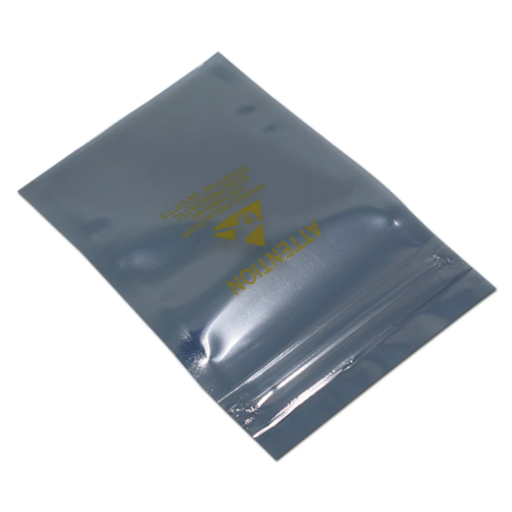 200Pcs/Lot Multi Sizes Zip Lock Self Seal Anti Static Bag with Printed Logo ESD Anti-static Packaging Pouches Shielding Bags