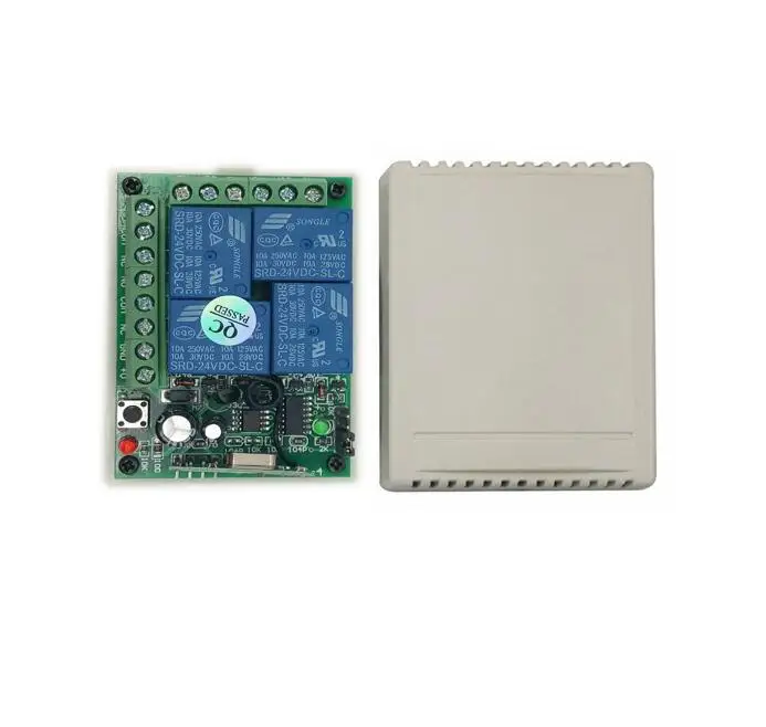 Trasmettitore 433 mhz / 315 MHZ del ricevitore del sistema di commutazione della luce del telecomando senza fili RF a 4 canali DC 24V 10A universale