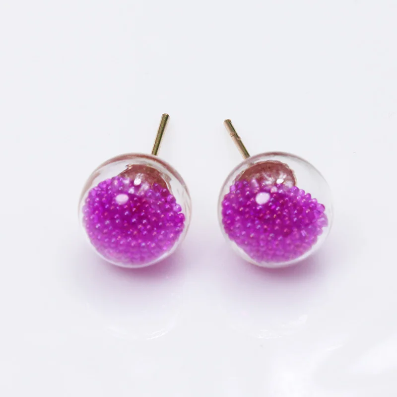 new fashion brand jewelry handmade glass beads stud earrings for women candy color statement gift tiny earrings free shipping