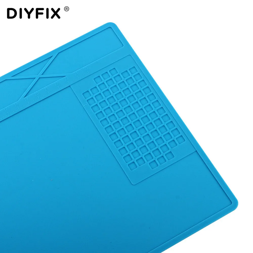 DIYFIX 31x21cm لوحة عزل حراري من السيليكون حصيرة مكتبية منصة صيانة لمحطة إصلاح لحام بغا مع موقف المسمار