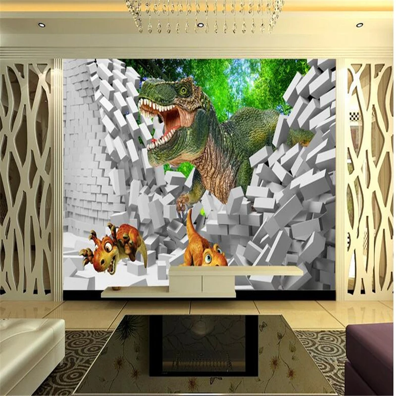 beibehang Custom photo wallpaper large fresco dinosaur 3d stereoscopic creative space TV backdrop papel de parede wall paper