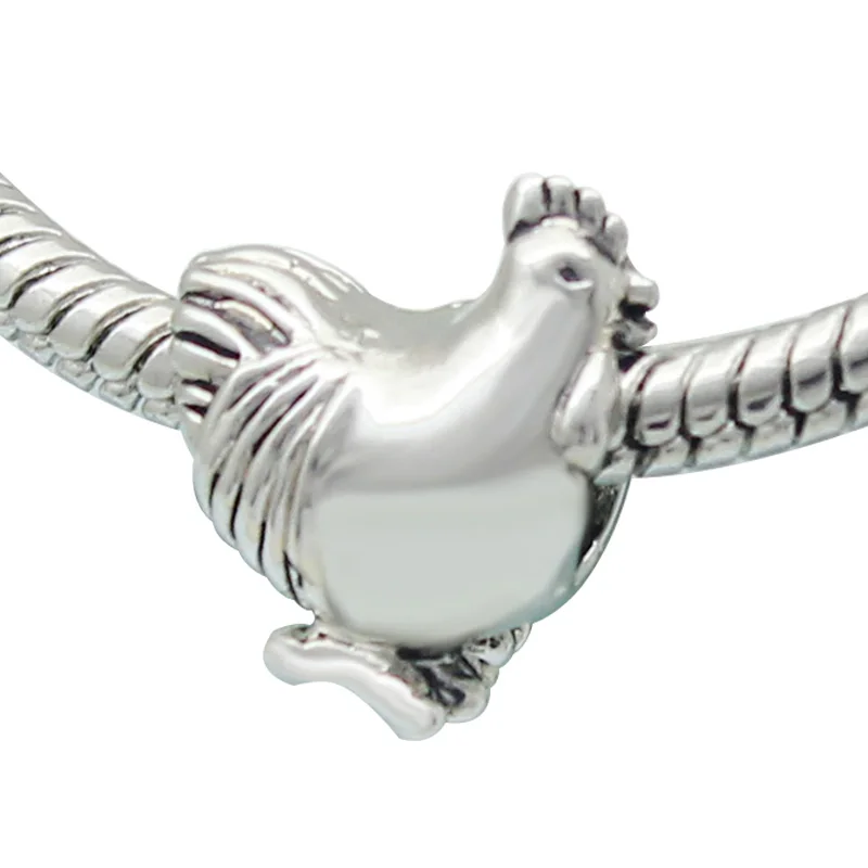 2022 New Silver Plated Noble Big Cock Chrm Beads Fit Pandora Women DIY Bracelets Bangles Jewelry