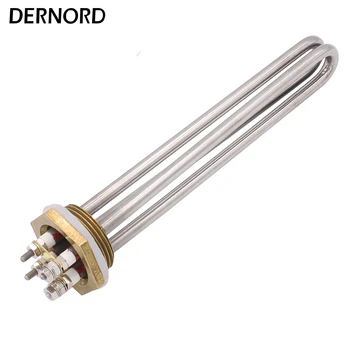 DERNORD DC 저전압 침수 온수기 나사 플러그 히터, 1 1/4 인치 BSP 황동 나사 U 모양 요소, 48V, 900W