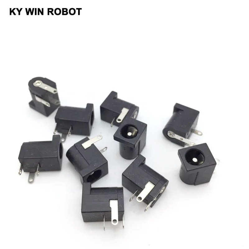 10Pcs DC-005 Black DC Power Jack Socket Connector DC005 5.5*2.1mm 2.1 socket Round the needle