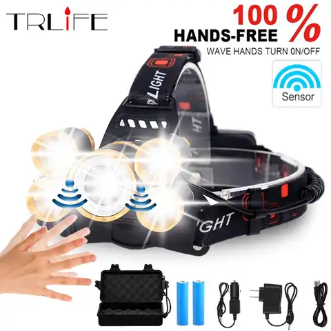 Sensor LED Headlamp 5 T6 Waterproof Rechargeable TRLIFE