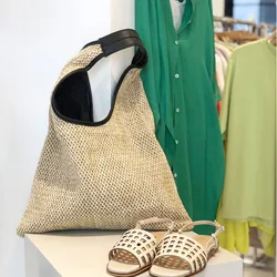 Bolsos de hombro de mimbre para mujer, bolso de paja tejido de mimbre, bolsos de diseñador, bolso de mano de gran capacidad, monedero de playa de verano