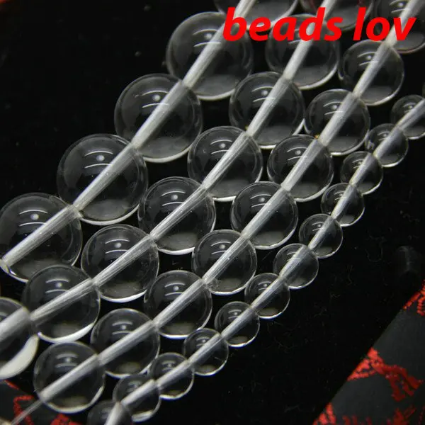 4/6/8/10/12mm Natural Smooth Clear Crystal Glass Round Loose Beads 15\'\' for Jewelry Making DIY Bracelet Accessories