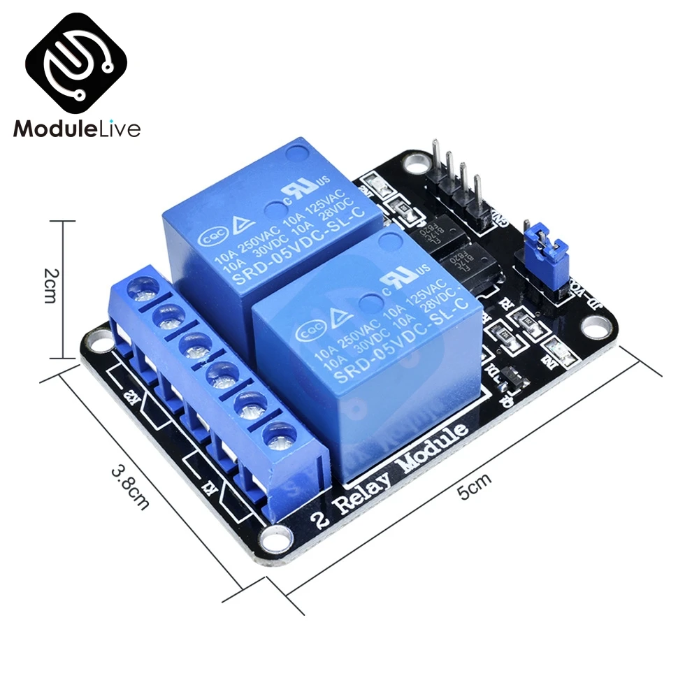 5V Two 2CH 2 Channel Relay Module Board With Optocoupler For Arduino 8051 AVR PIC DSP ARM MSP430 TTL Logic AC 250V 10A DC 30V