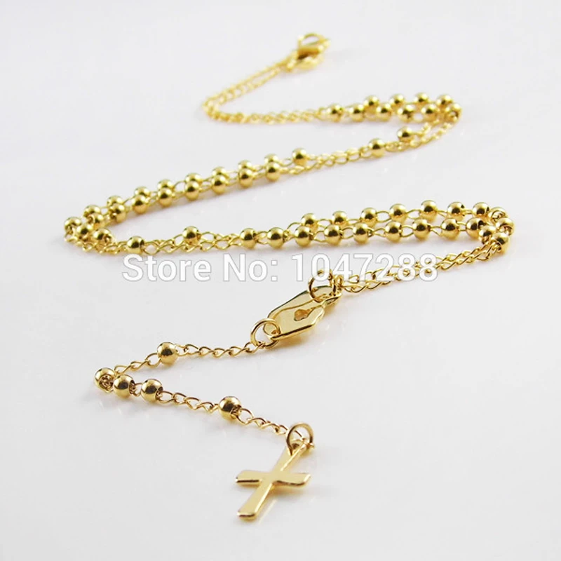 Fashion Luxury Famous Brand Cross Pendants Necklace For Women Women Jewelry Rosary Necklace Gold Color Collar Fine Jewelry