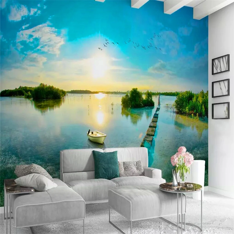 Parede de fundo costeiro de céu azul com estilo estético simples e moderno