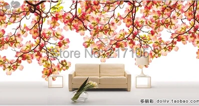 Free shipping large murals TV setting wall flowers - primroses murals