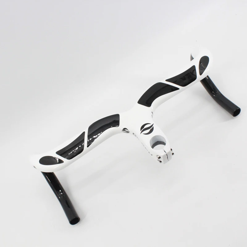 

Brand new white color QILEFU full carbon bicycle handlebar Road bike carbon handlebar and stem integrated