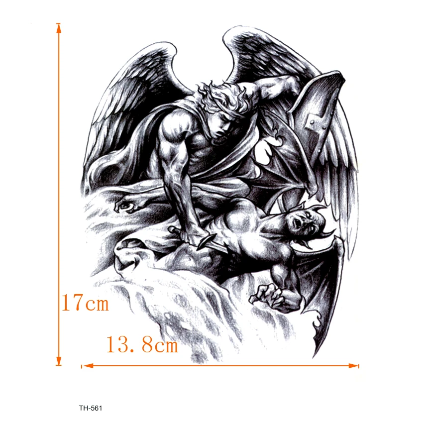 The Angel Kill The Devil Temporary Tattoo Sticker Tatouage Temporaire Homme Body arts Tattoo Flash Tattoo Fake Tatoo Stickers