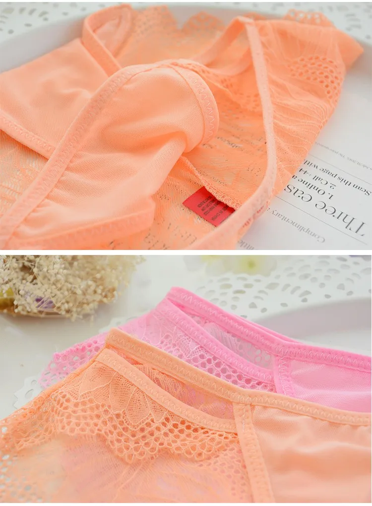 New 3Pcs/lot Sexy lingerie Transparent Panties Girl Underwear Lovely Teenage Girl Panties Briefs For Kids Children Clothing