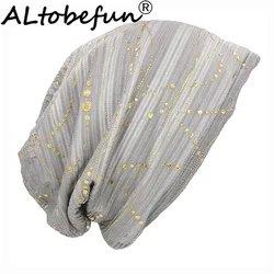 ALTOBEFUN Autumn Spring Thin Girl Skullies Beanies Lady Fashion Striped Design Hats For Women Hot Feminino Lace Turban Cap HT902