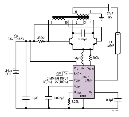 LTC1697EMS LTC1697 - ตัวควบคุมการสลับ CCFL 1W พลังงานต่ําประสิทธิภาพสูง