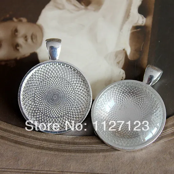 

free shipping !!50Pcs 25mm Silver Plated Brass Cabochon Base frame Base Connectors Setting