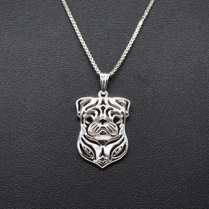 Fashion Style Women\'s Alloy Jewelry Dog Necklaces Lovers Metal Pug Dog Pendant Necklaces Drop Shipping