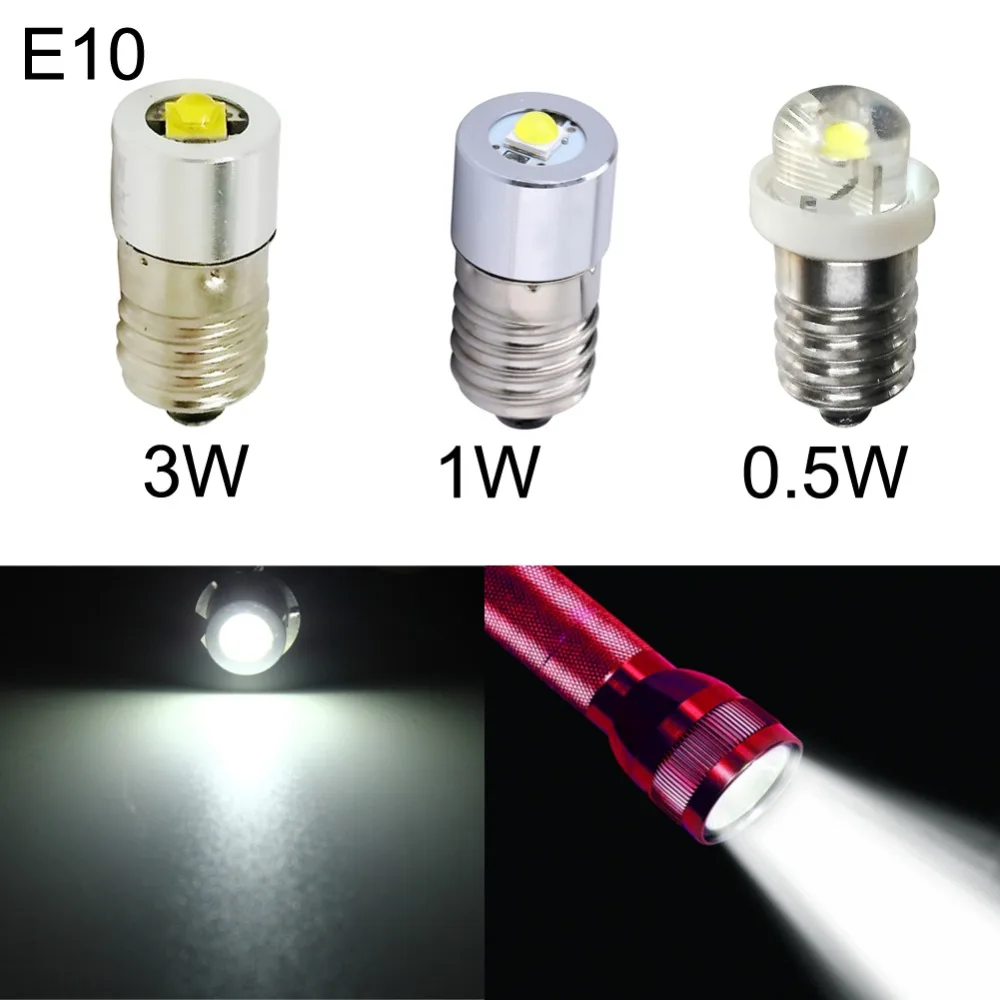 Best Price P13.5S E10 0.5W 1W 3W LED Flashlight For Interior Bike Torch Spot Lamp Bulb 2C 3C 4C DC3-18V Warm Pure White