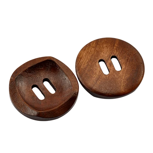 25 Pcs Coffee Round 2 Holes Wood Sewing Buttons 30mm Craft Clothes DIY Scrapbook C1FA