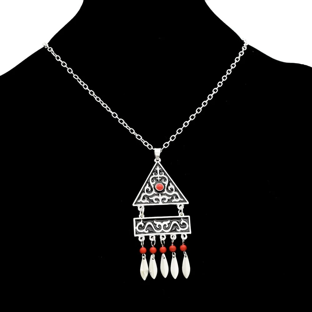 Bohemian Vintage Rhinestone Small Leaves Tassel Necklace Earrings Charms Fashion Jewelry Sets Large Ethnic Drop Earrings