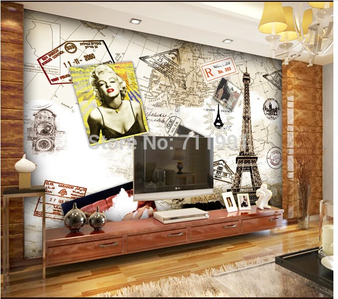 

Custom european-style wallpaper Marilyn Monroe for the sitting room the bedroom TV setting wall vinyl which papel DE parede