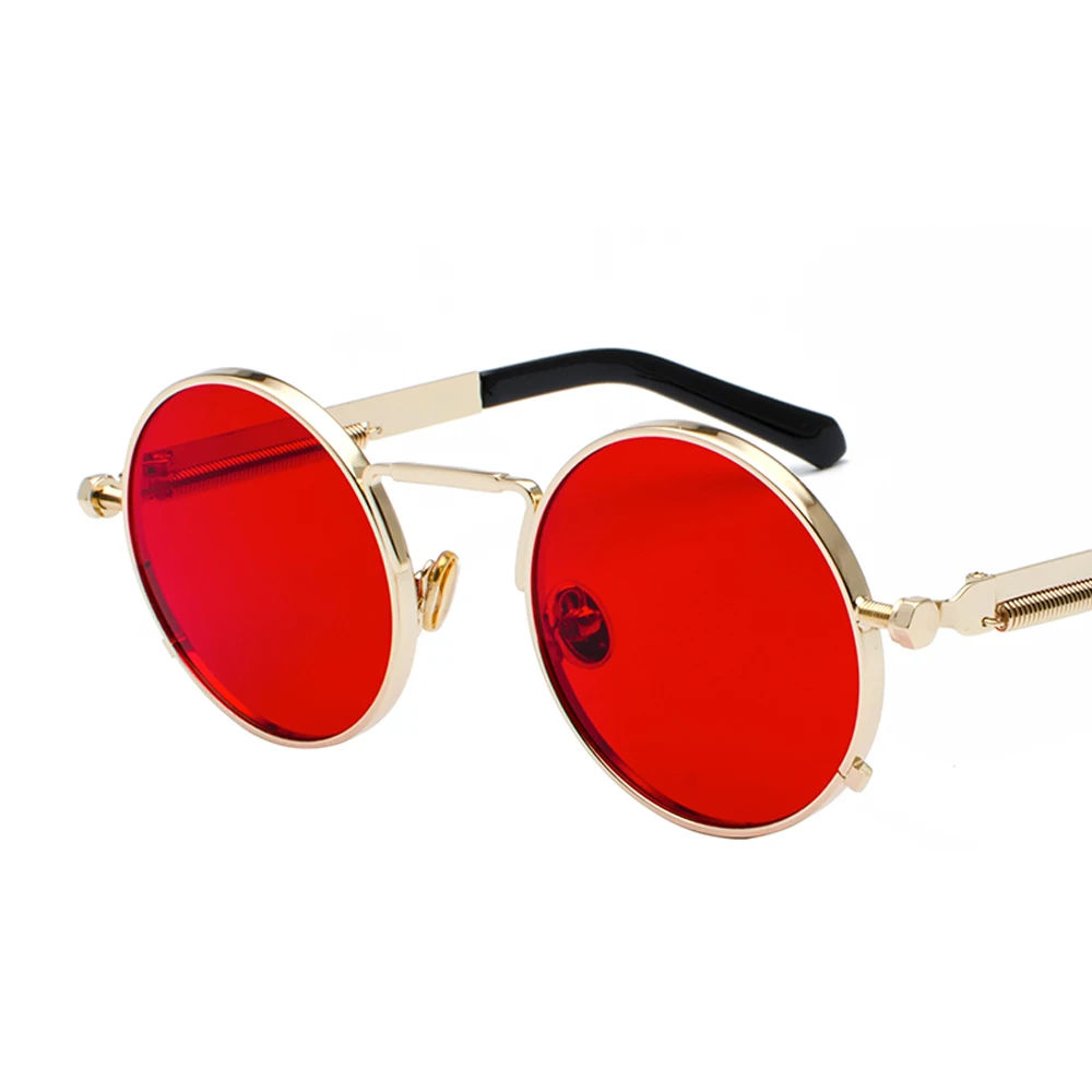 Peekaboo clear red sunglasses men steampunk 2024 metal frame retro vintage round sun glasses for women black uv400