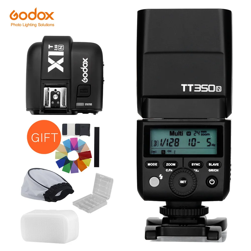 GODOX TT350N 2.4G HSS 1/8000s TTL GN36 Flash Speedlite with X1T-N Wireless Trigger Transmitter for Nikon Camera