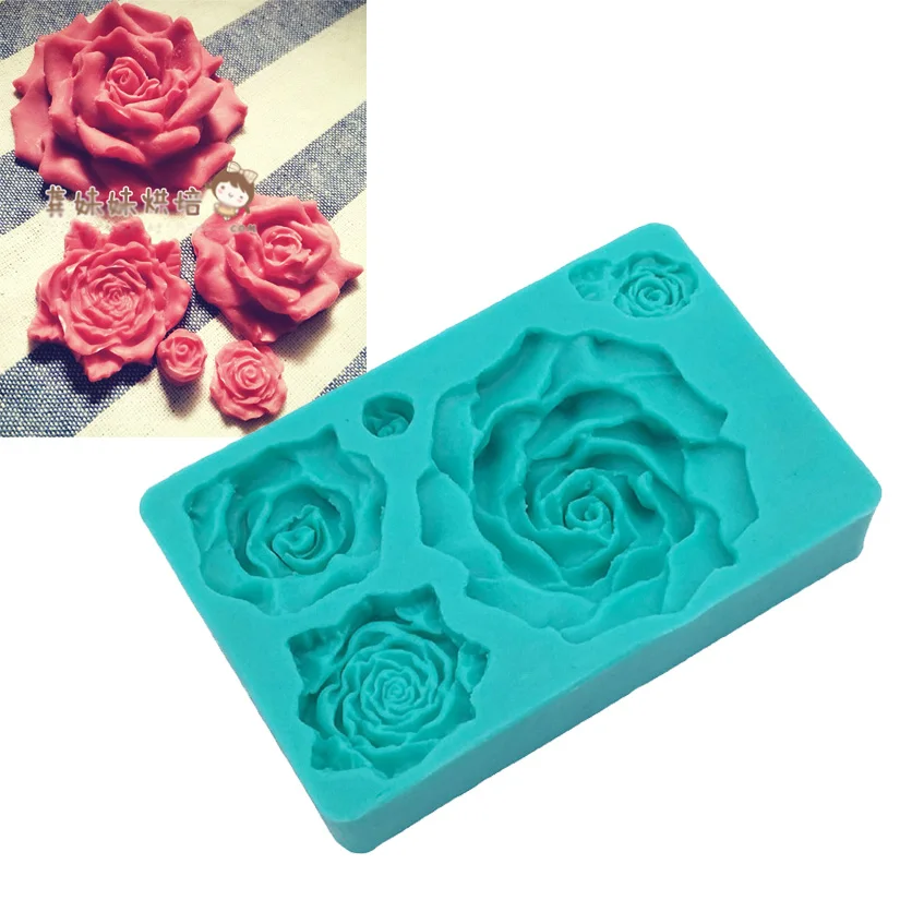 

5 Size Peony Shapes 100% Food grade Soft Silicone Fondant Cake Chocolate Candy Decorating Mold Tools