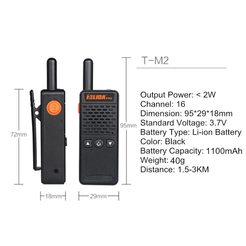 MINI FRS gmrs วิทยุสองทาง, helida T-M2, 2W, UHF, 400-520MHz, walkie talkie สำหรับเด็ก, เด็กหญิงและเด็กชาย, 1ชิ้น