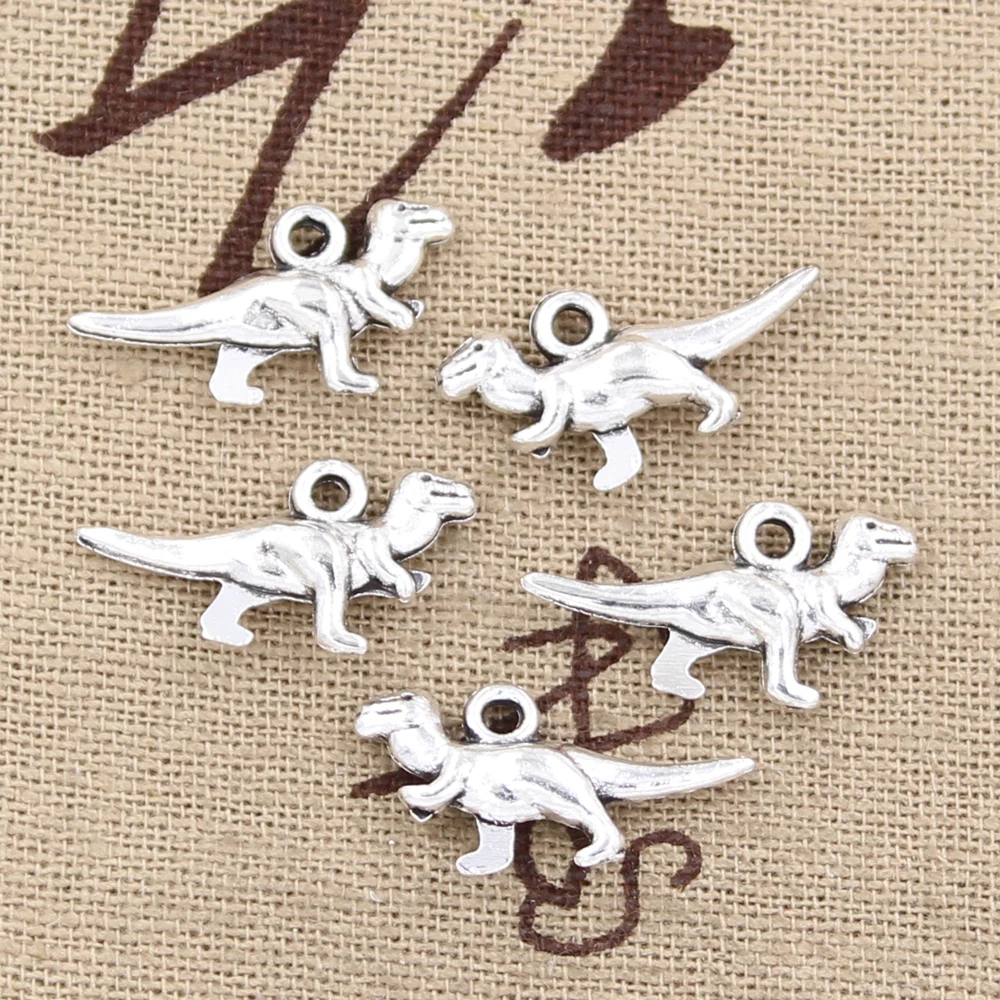 25pcs Charms Dinosaur t-rex 20x12mm Antique Bronze Silver Color Plated Pendants Making DIY Handmade Tibetan Jewelry